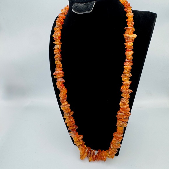 Jewelry - Vintage‎ Natural Baltic Amber Chunky Chip Necklace Graduated Cognac Honey 30in